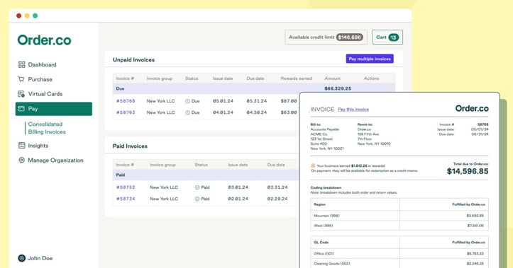Order.co automated billing interface Order.co automated billing interface
