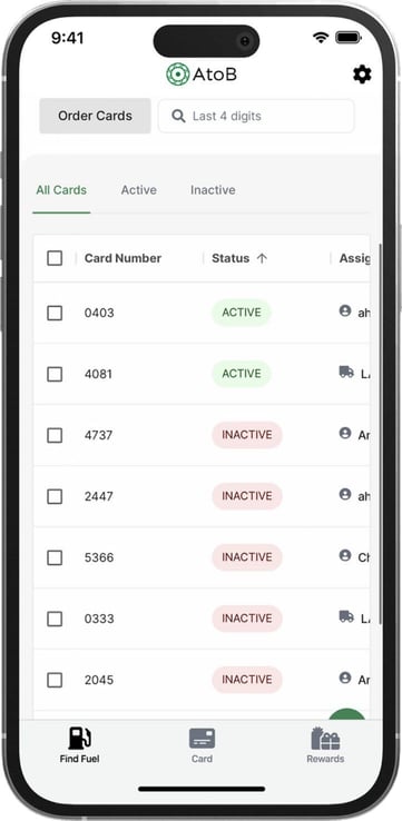 Mobile interface showing 100% spend visibility Mobile interface showing 100% spend visibility