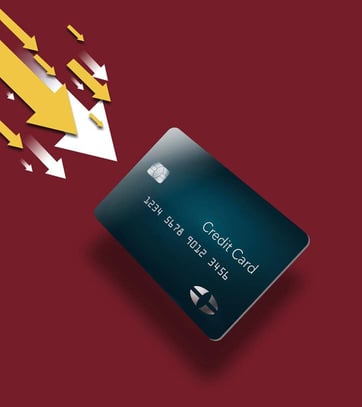 credit card with downward arrows credit card with downward arrows