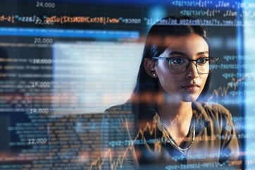 woman montoring computer