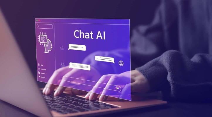 Stylized image of hands typing on keyboard, interacting with Chat AI Stylized image of hands typing on keyboard, interacting with Chat AI