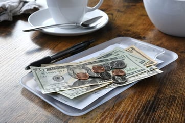 cash payment on table cash payment on table
