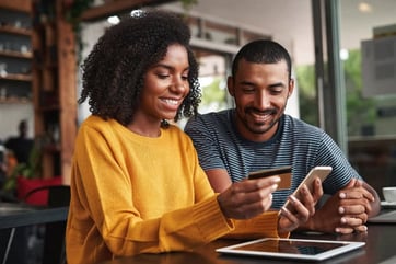consumers admiring card consumers admiring card