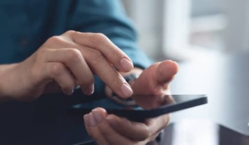 user with smartphone