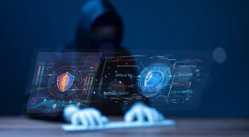 a hacker using ai tech graphic