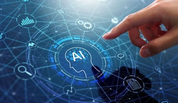 a person pointing at AI on the screen graphic a person pointing at AI on the screen graphic