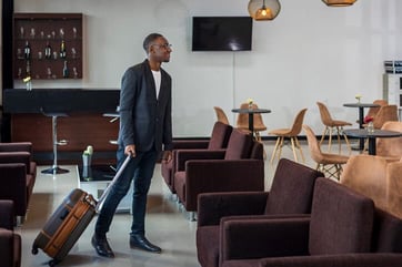 traveler in lounge