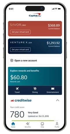 Capital One mobile app screenshot Capital One mobile app screenshot