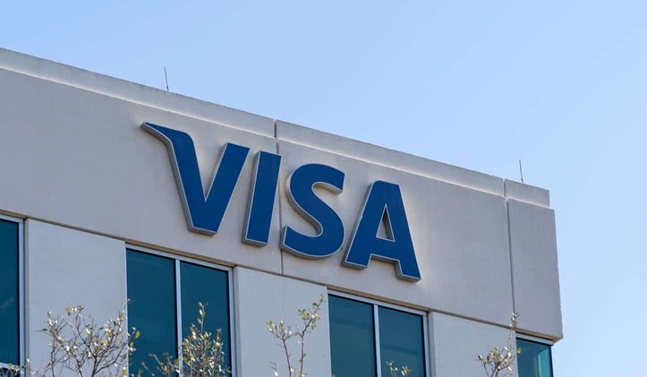 Visa sign on building Visa sign on building