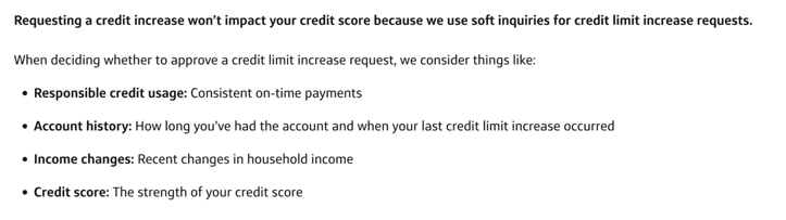 Screenshot of Capital One credit limit increase factors Screenshot of Capital One credit limit increase factors