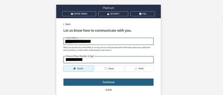 Capital One Platinum Application Step 4 screenshot Capital One Platinum Application Step 4 screenshot