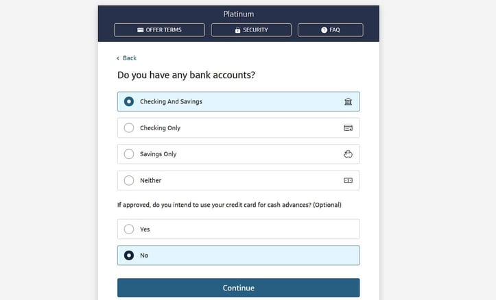 Capital One Platinum Application Step 7 screenshot Capital One Platinum Application Step 7 screenshot
