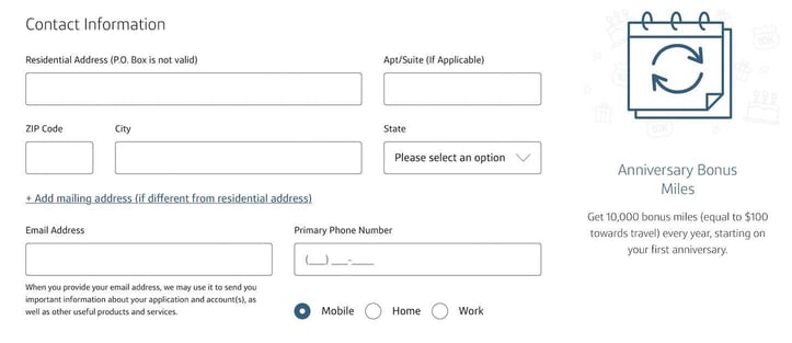 Capital One Venture X application step 2 screenshot Capital One Venture X application step 2 screenshot
