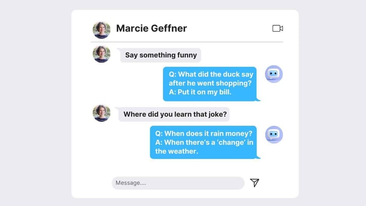 Screenshot of example interaction with chatbot asking it to tell a joke Screenshot of example interaction with chatbot asking it to tell a joke