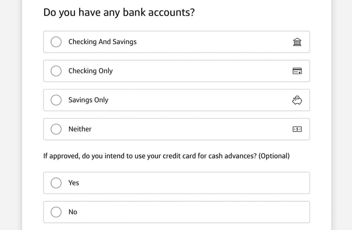 Screenshot of Capital One Application Step 8