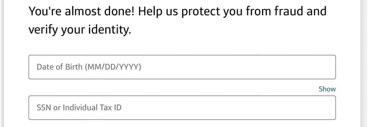 Screenshot of Capital One Application Step 9