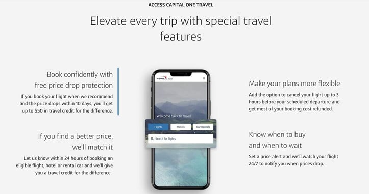 Screenshot of Capital One Travel benefits