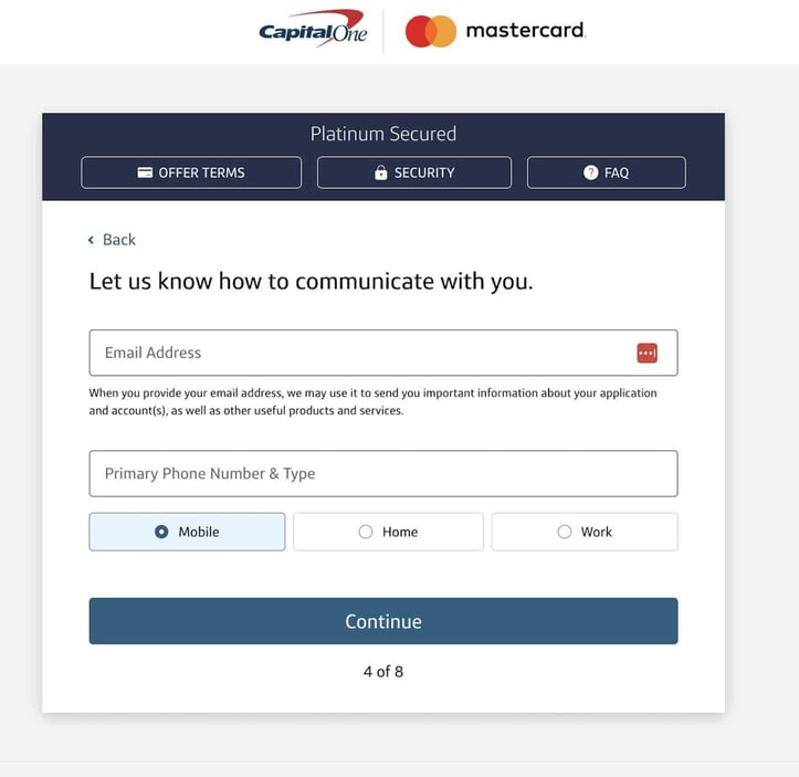 Capital One Platinum Secured Credit Card Application Step 4 Capital One Platinum Secured Credit Card Application Step 4