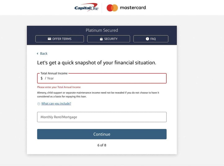 Capital One Platinum Secured Credit Card Application Step 6 Capital One Platinum Secured Credit Card Application Step 6