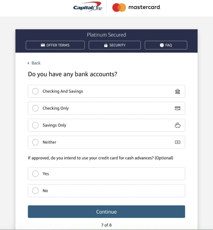 Capital One Platinum Secured Credit Card Application Step 7 Capital One Platinum Secured Credit Card Application Step 7