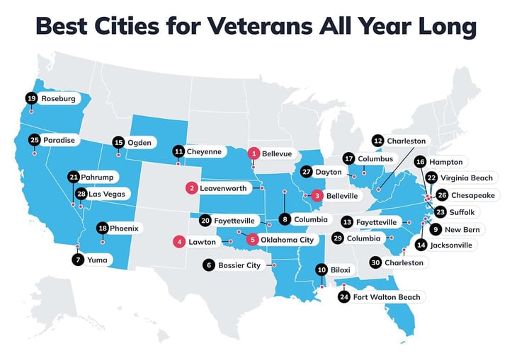 Best Cities for Veterans All Year Long Best Cities for Veterans All Year Long