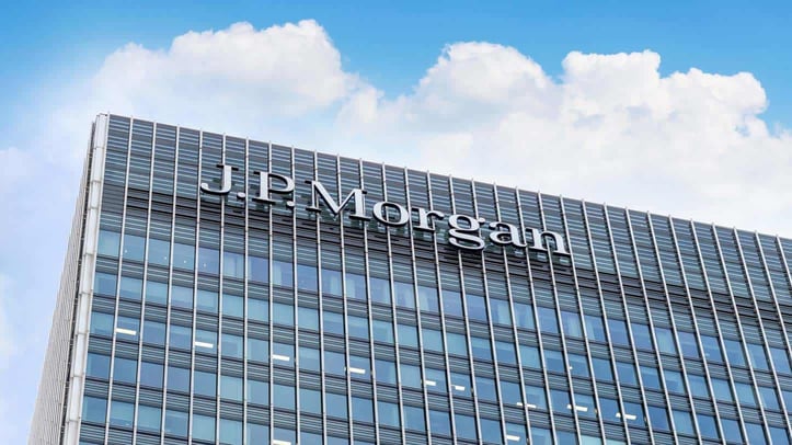 JPMorgan sign on building exterior JPMorgan sign on building exterior