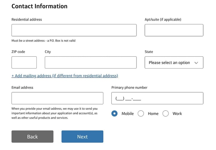 Screenshot of Capital One VentureOne application step 2 Screenshot of Capital One VentureOne application step 2