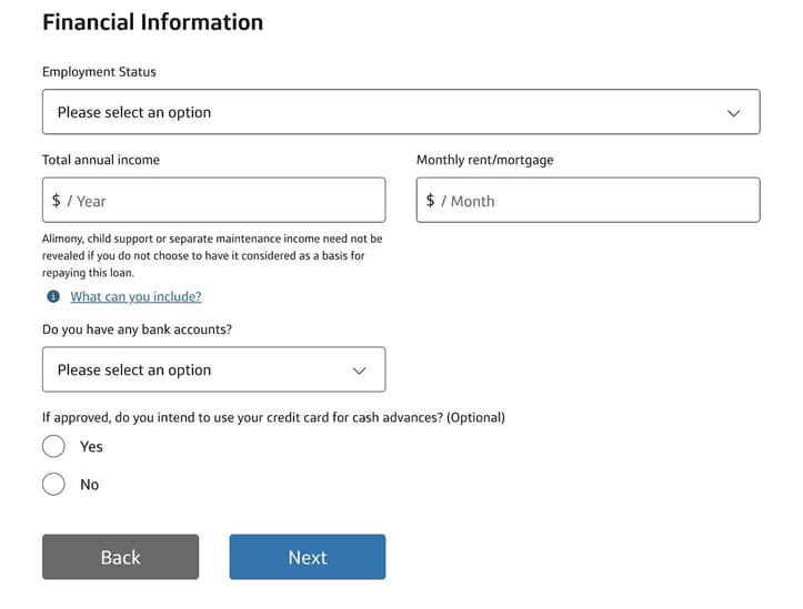 Screenshot of Capital One VentureOne application step 3 Screenshot of Capital One VentureOne application step 3