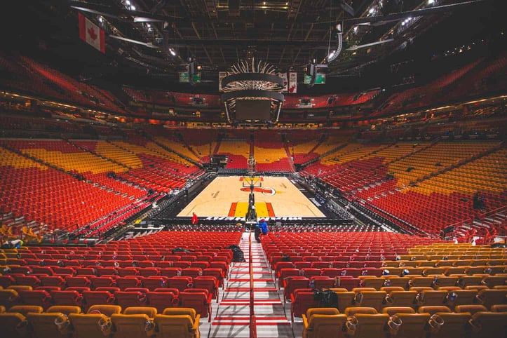inside of Miami's basketball arena inside of Miami's basketball arena