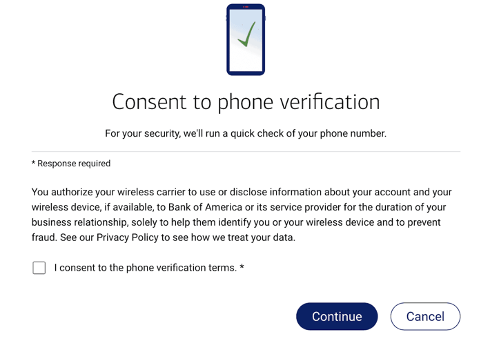Screenshot of BankAmericard application step 2a