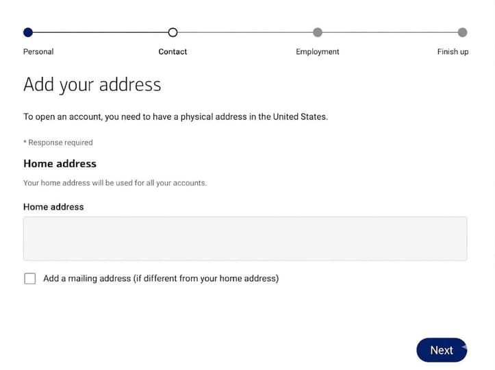 Screenshot of BankAmericard application step 6