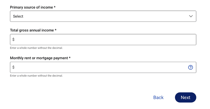 Screenshot of BankAmericard application step 7b