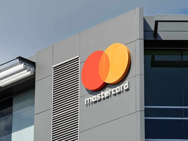 Mastercard logo on building Mastercard logo on building