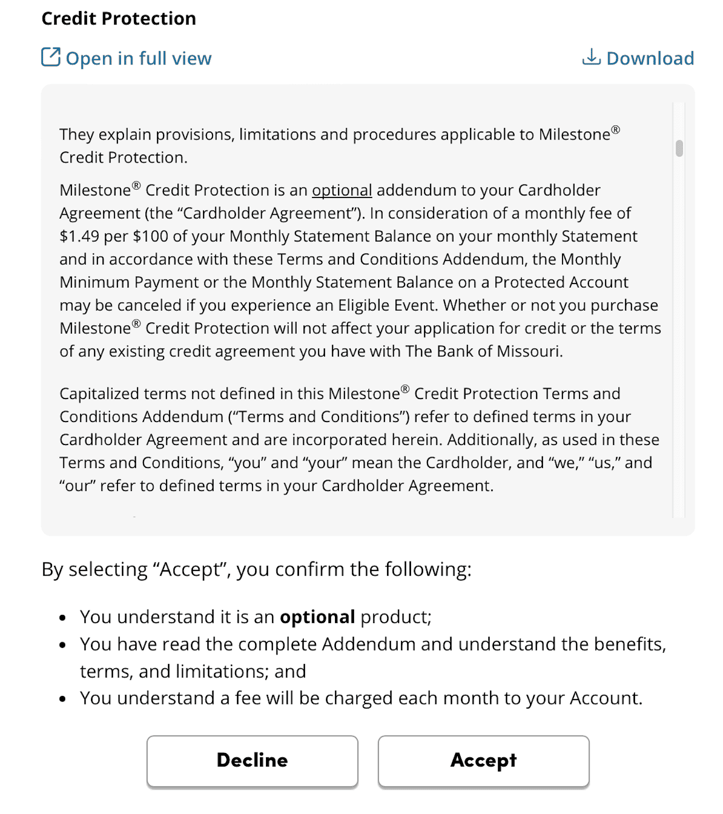 Milestone Mastercard with Cashback Rewards Application Section 4
