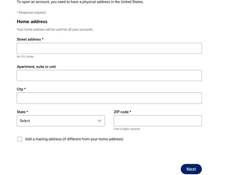 Screenshot of BankAmericard credit card for Students application step 6