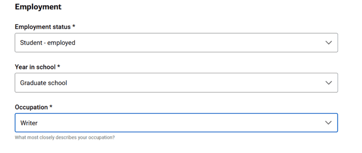 Screenshot of BankAmericard credit card for Students application step 7