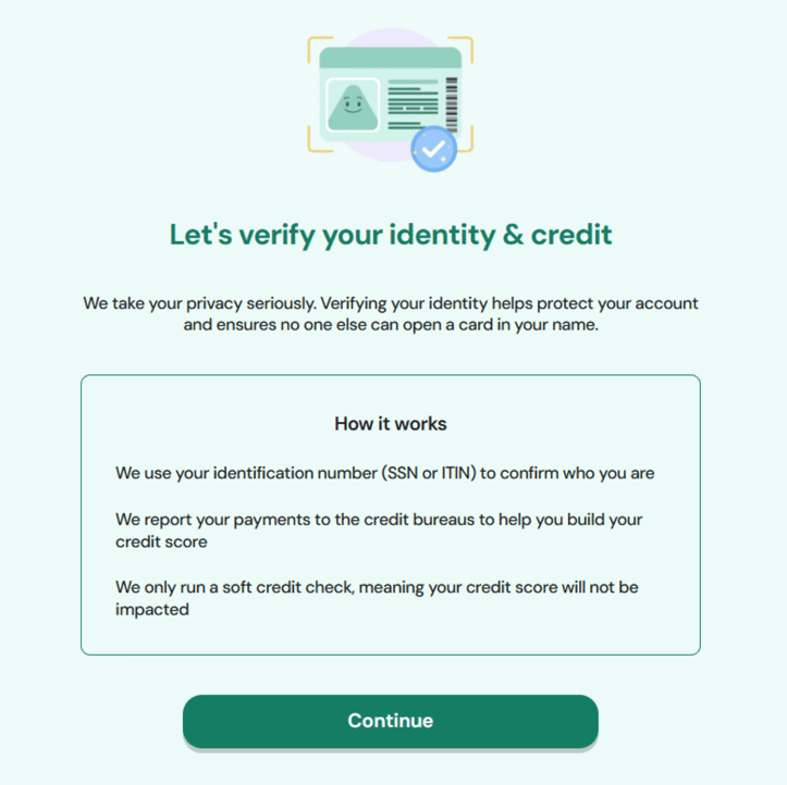 Screenshot of Arro Card application step 3