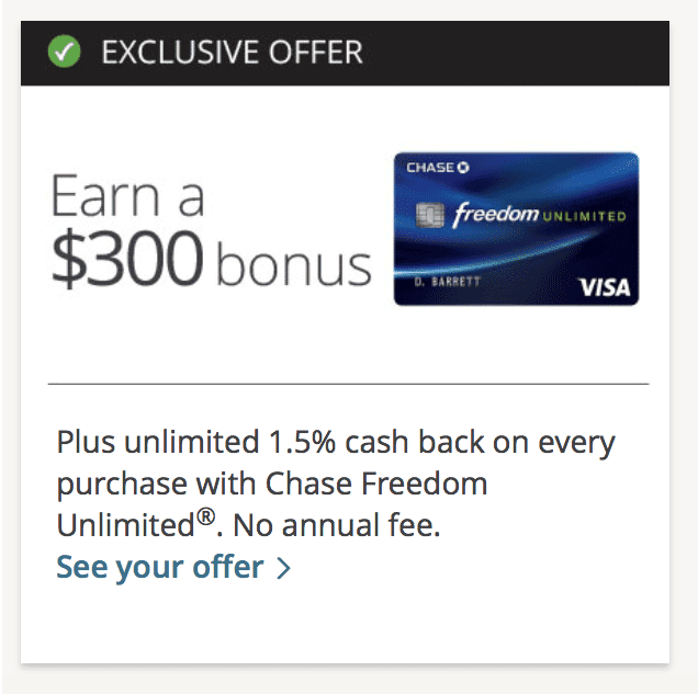 Screenshot of Chase Selected for You Offer Screenshot of Chase Selected for You Offer