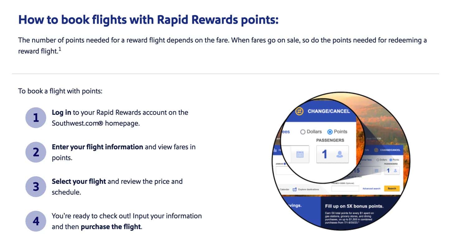 How to book with Rapid Rewards graphic