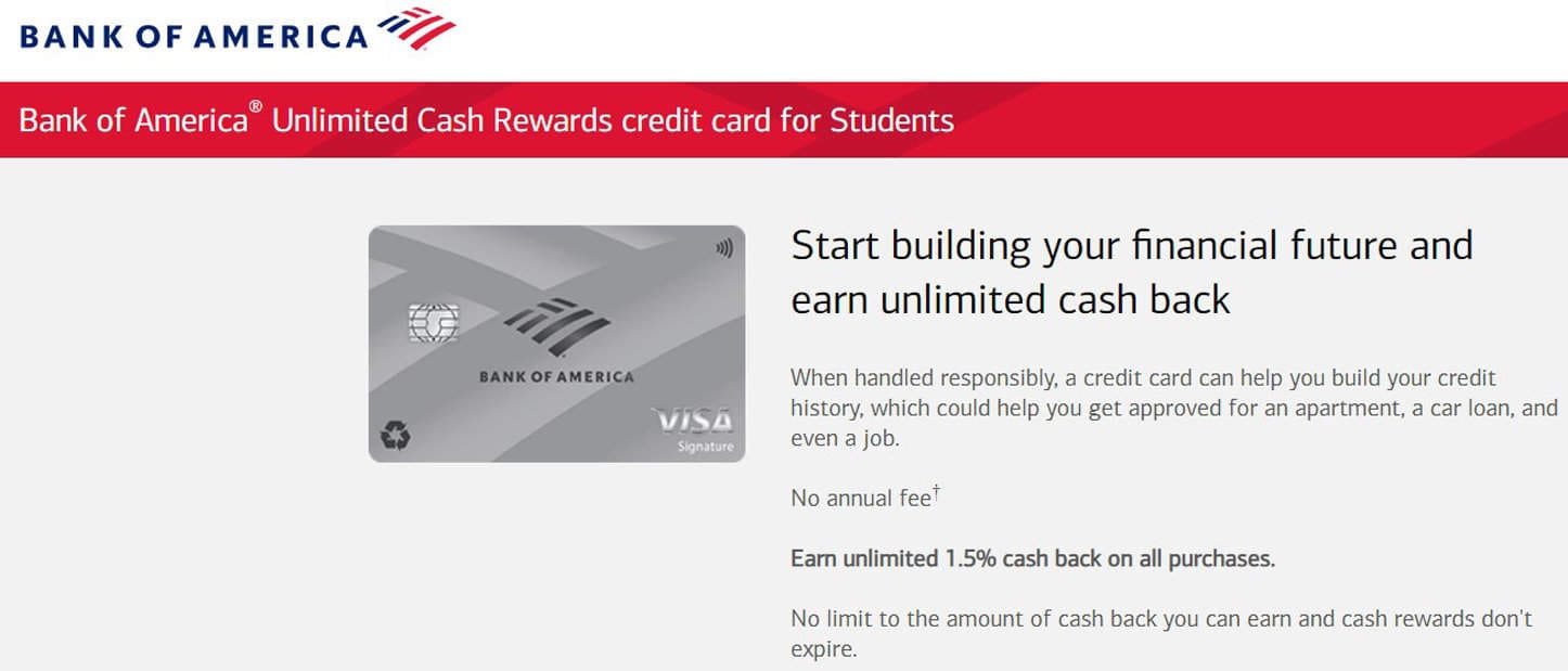 BOA credit card screenshot